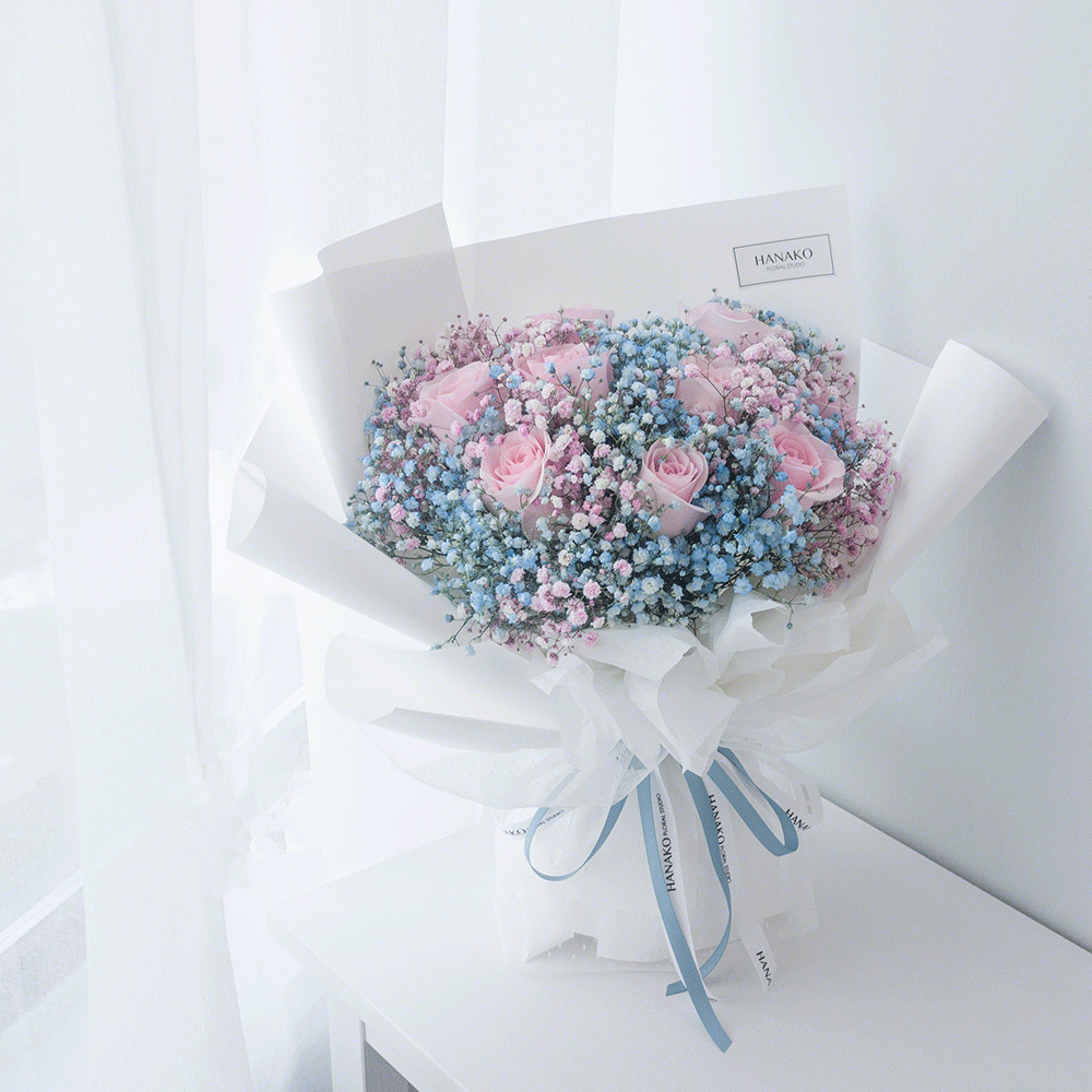 玫瑰满天星混搭花束超仙南昌圣诞情人节鲜花速递(同城)