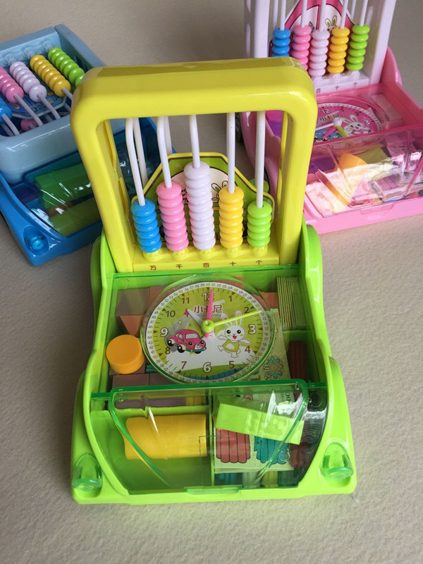 小学数学学具计数器学具盒一二年级5行多功能计算算术架汽车