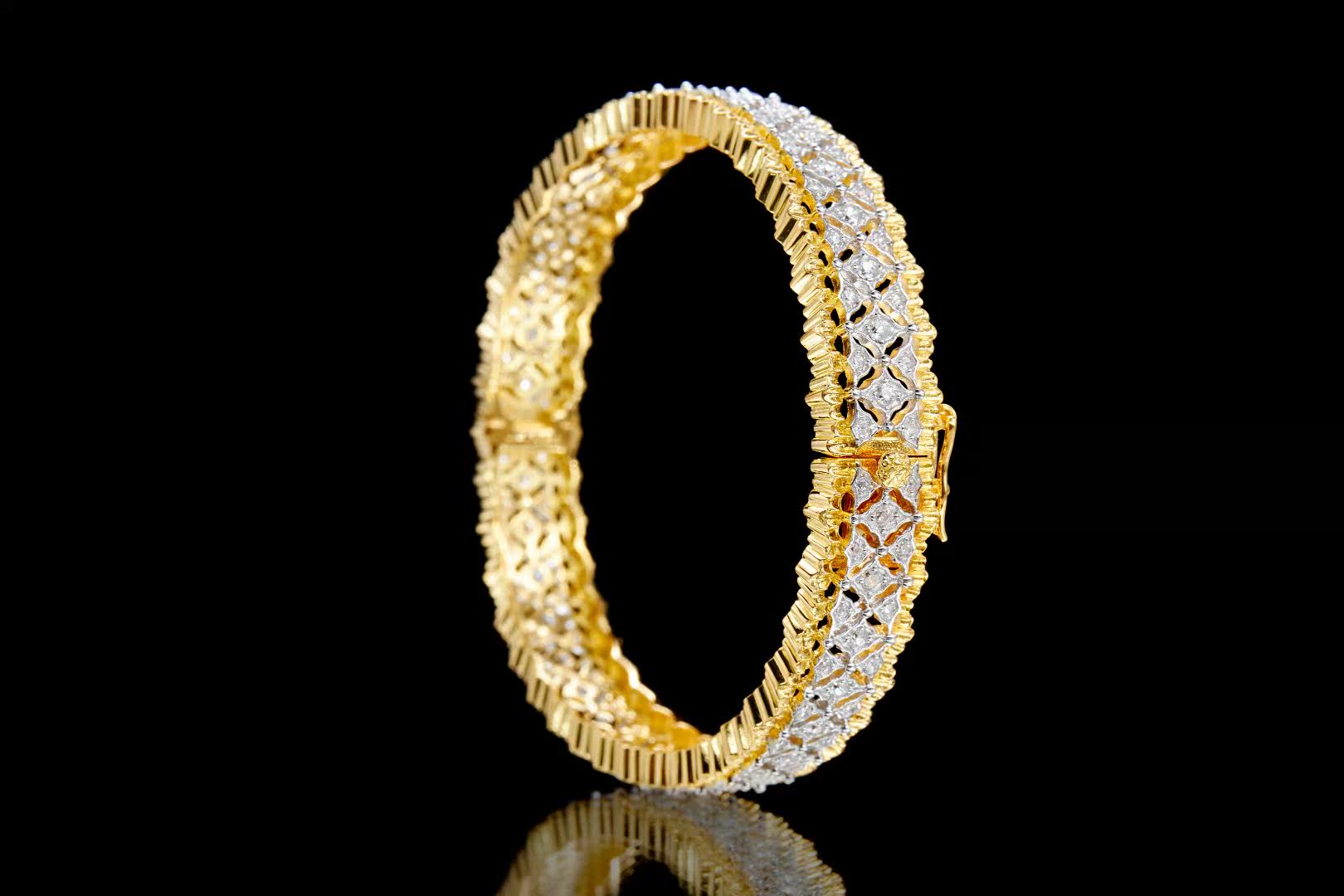 国际大牌御用工厂意大利银饰轻奢定制镀金镂空手镯