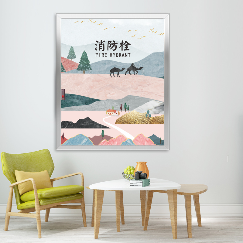 贴纸轻奢消防栓门箱装饰遮挡创意消火栓标识定制墙贴