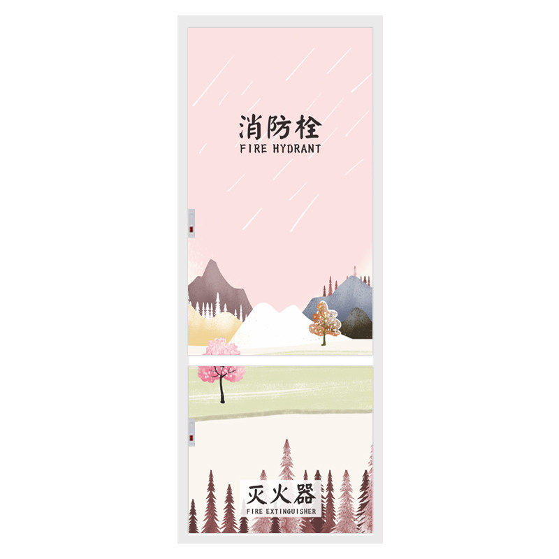 贴纸轻奢消防栓门箱装饰遮挡创意消火栓标识定制墙贴