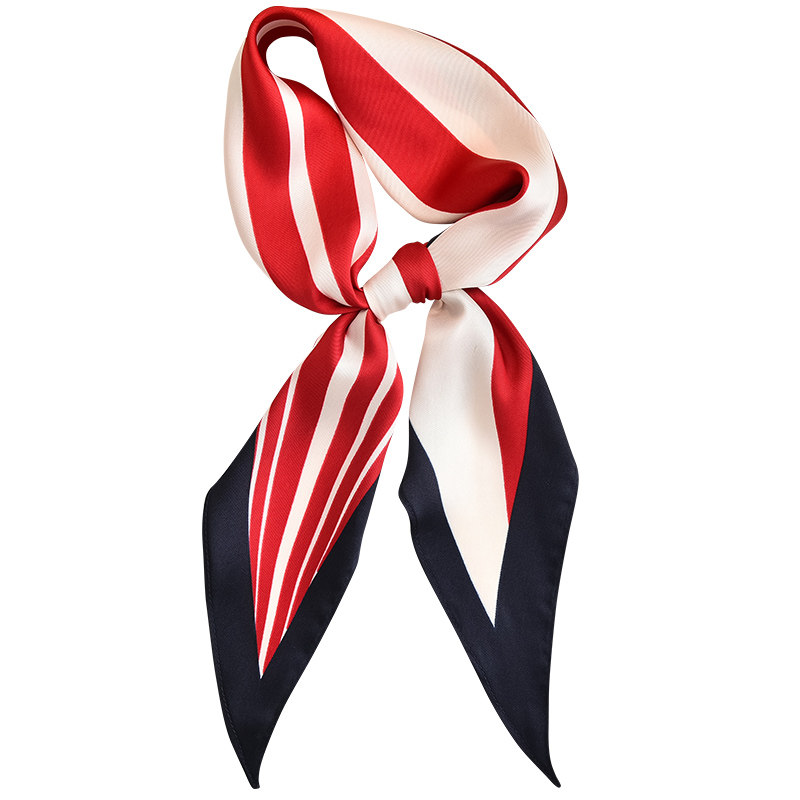 夏季红色菱形丝巾长条飘带领巾职业长款薄款围巾