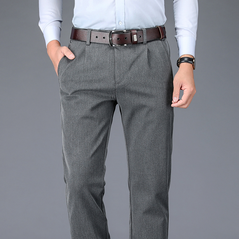 夏款休闲裤男宽松商务磨毛亚麻料抗皱免烫百搭夏季薄款正装西裤子