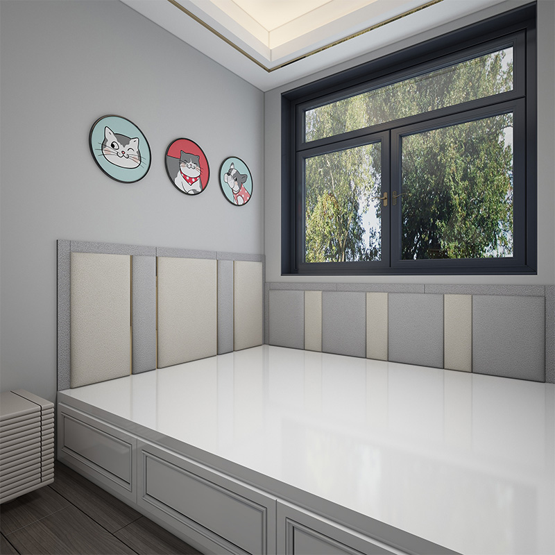 科技布艺床头靠背软包自粘背景墙装饰定制榻榻米背景墙软包