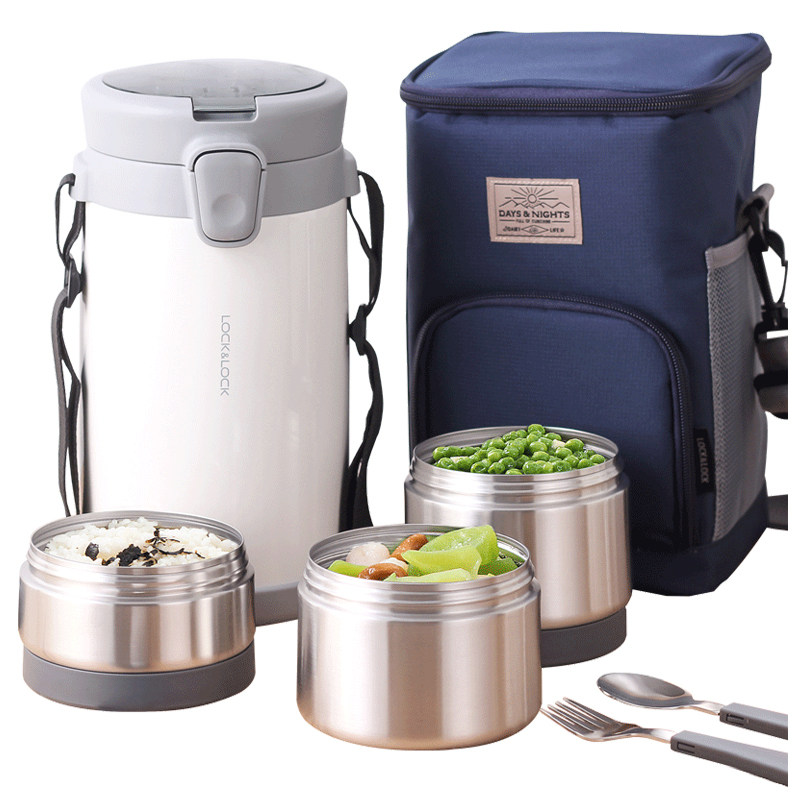 保温乐扣乐扣不锈钢饭盒超长多层便携上班族大容量便当饭盒