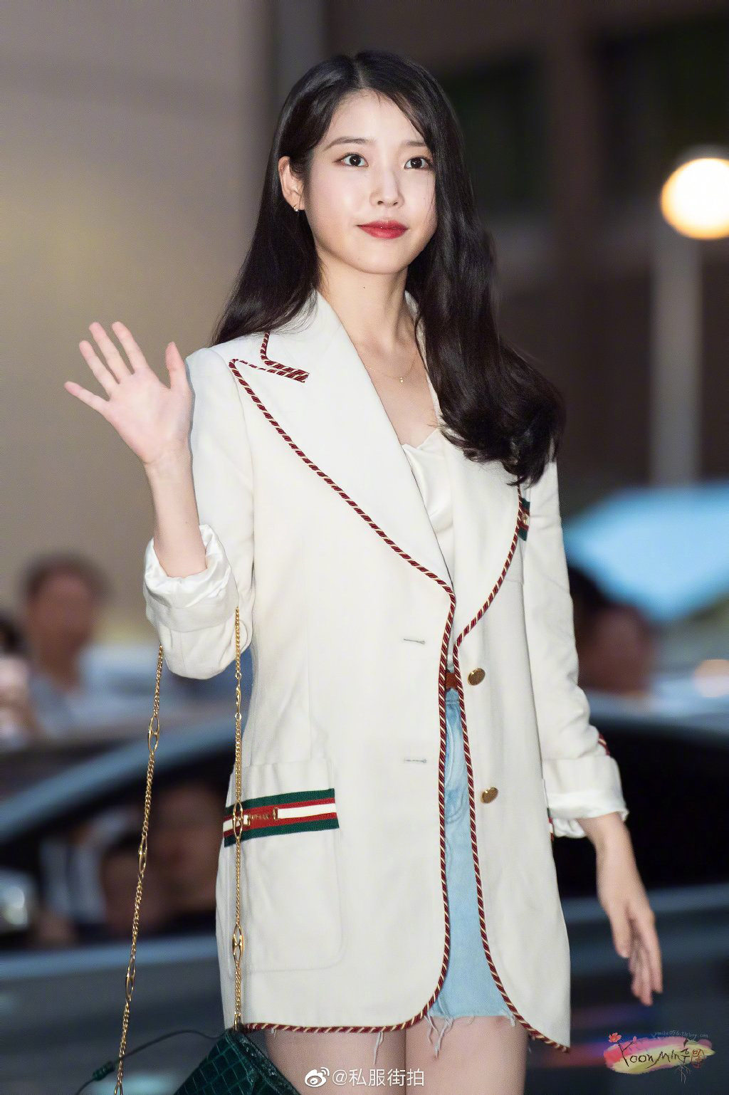 iu小西中长风减学院时尚韩版西服白色李智恩西装