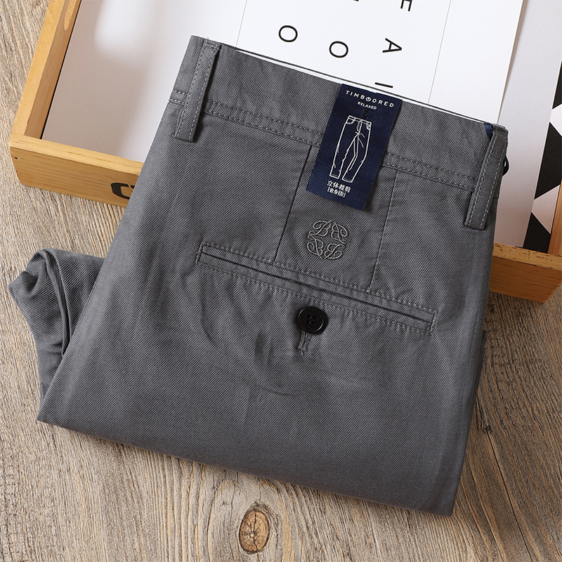 2022夏季男士高端莫代尔棉深灰色微弹力商务薄款合体直筒休闲长裤