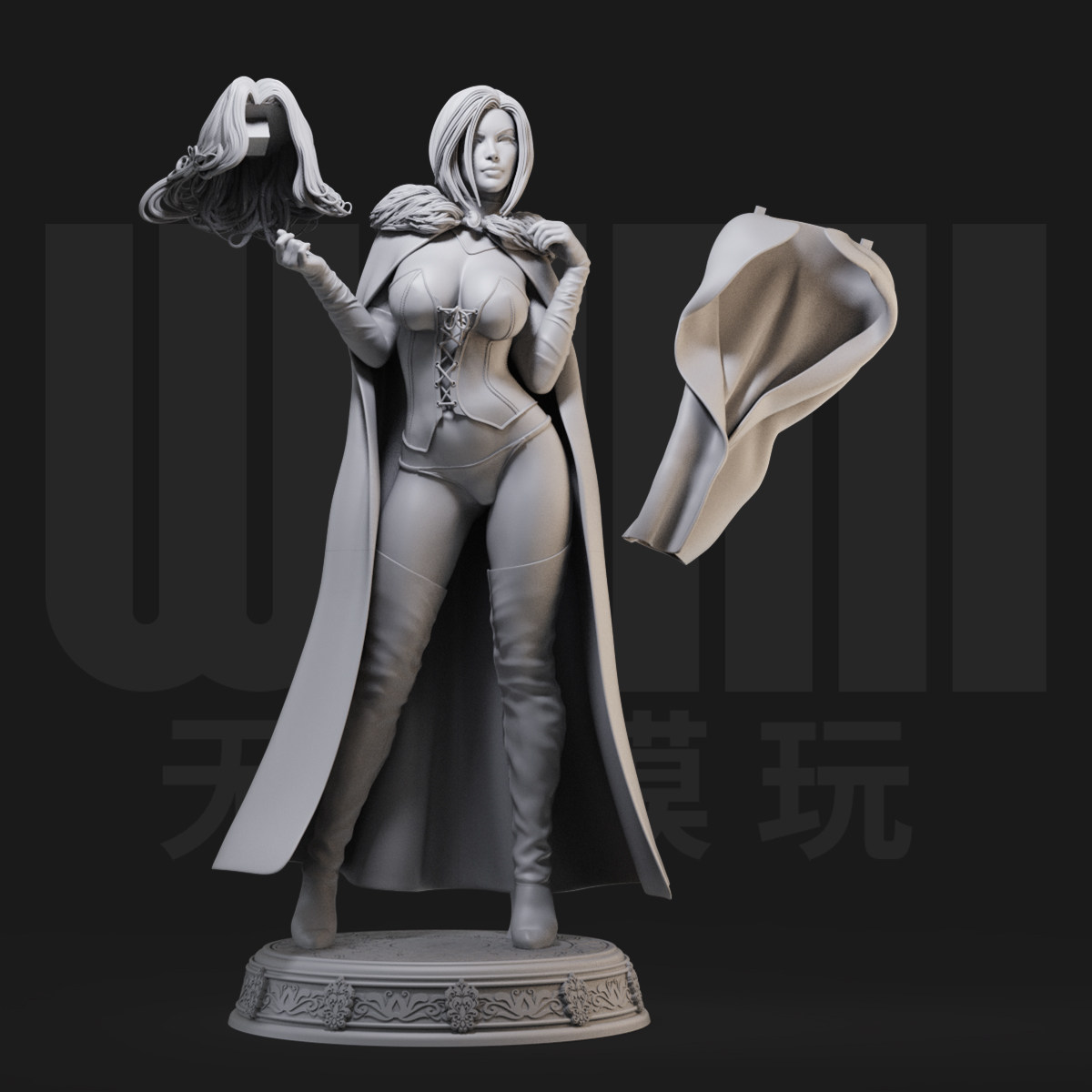 白皇后白模模型打印3d兵人比例手办gk英雄手办