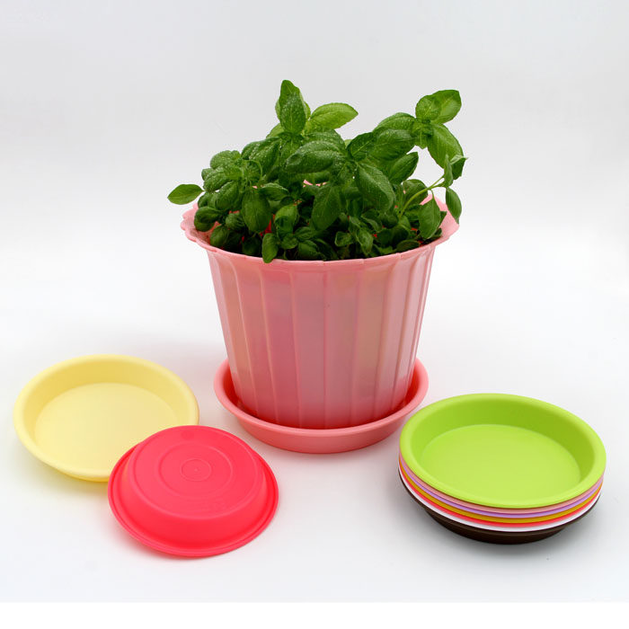 花盆托盘加厚底座圆形树脂彩色塑料花盘底托花托