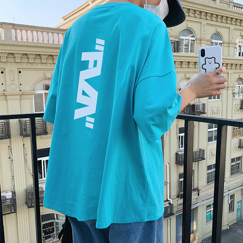 网红ins超火t恤男冰感潮流宽松潮牌半袖2021夏季情侣港风纯棉短袖