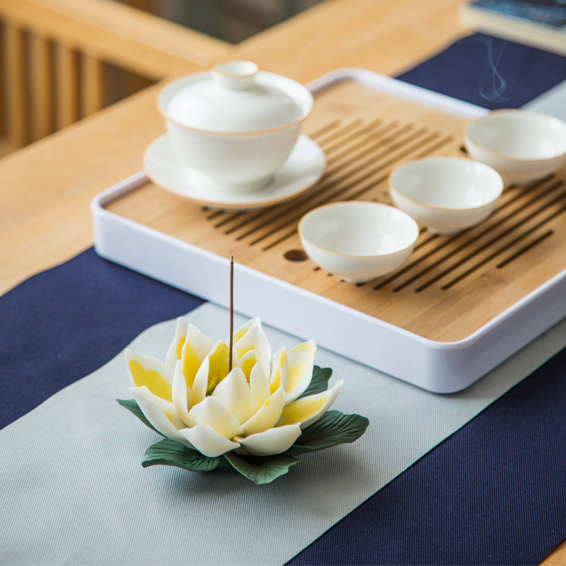 荷花茶道茶席香道陶瓷花香禅意手工摆件精品茶道