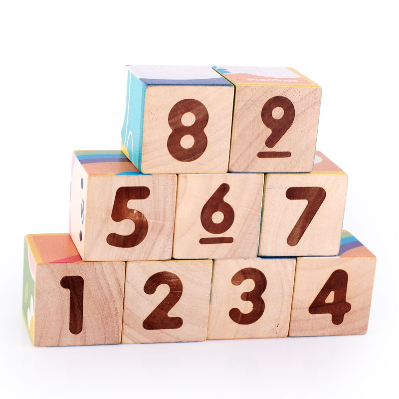 拼图plantoys5430积木大块木制9粒六面数字2岁幼儿拼图