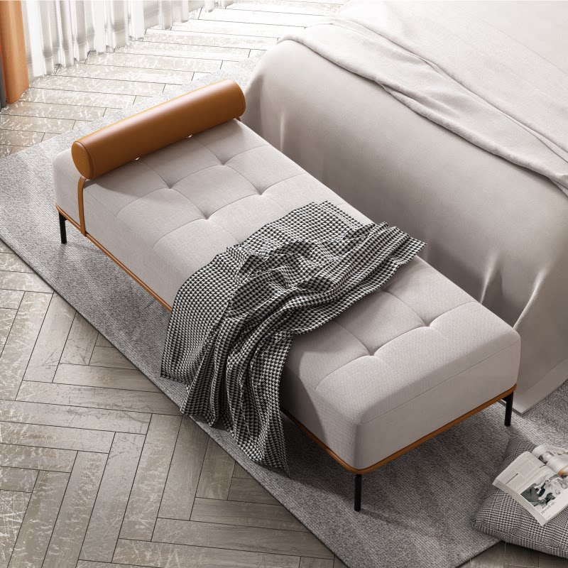 李太北欧床尾小户客厅沙发脚踏服装店衣帽间长条床尾凳