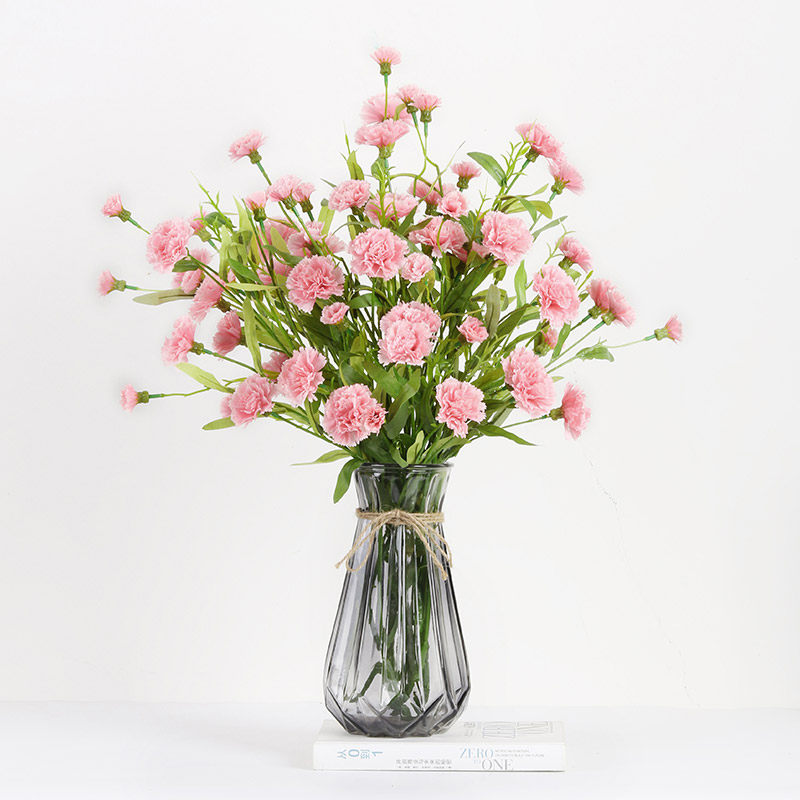 康乃馨仿真花束客厅花瓶插花套装绢花假花节日仿真花