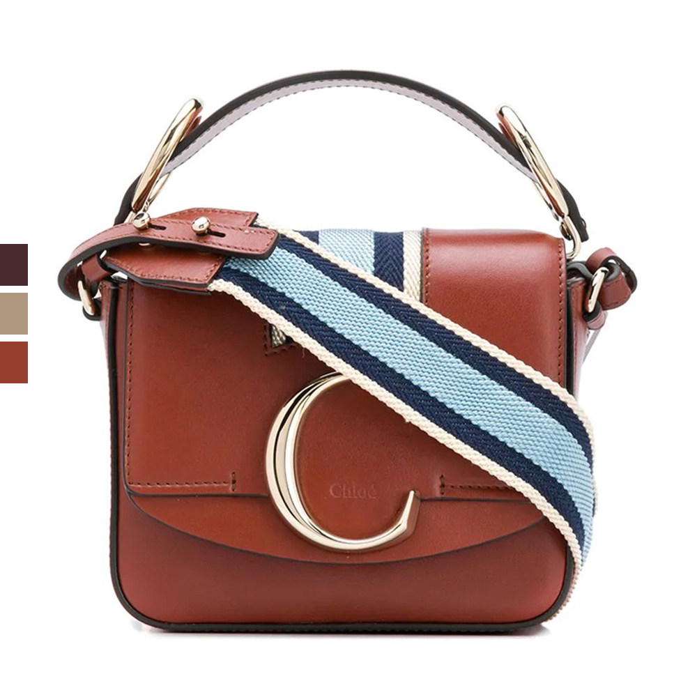 chloe蔻依女士小牛牛皮手提包logo迷你字母拼色女士包袋