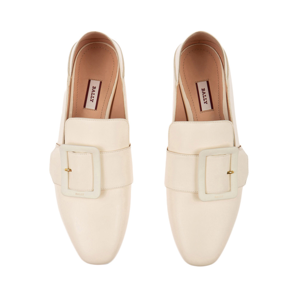 bally巴利女士米色小牛皮平底鞋女神节礼物