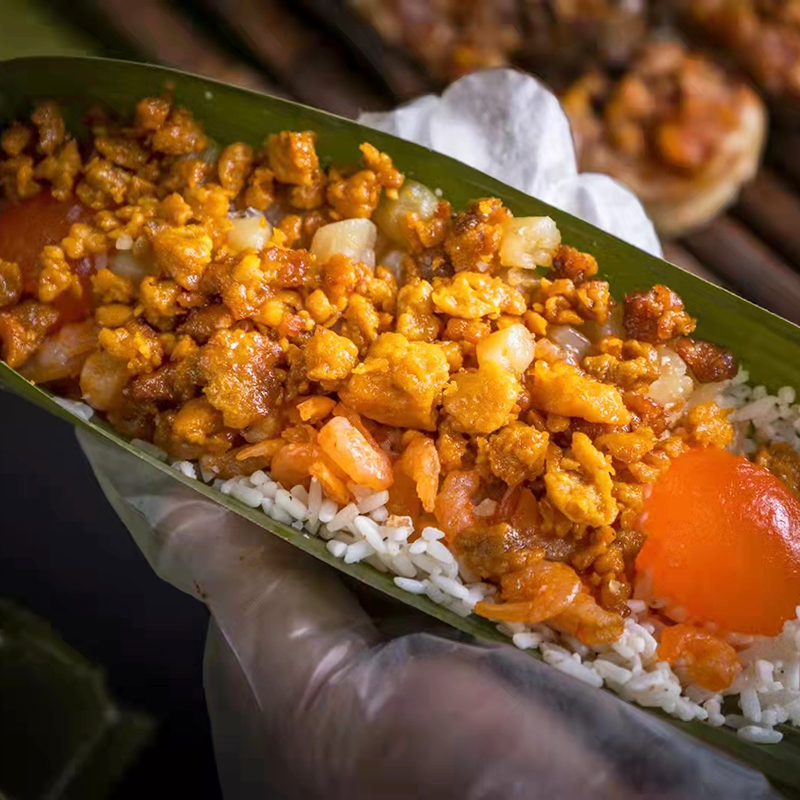 大鹏特色手工海胆粽瑶鱼胶鲍鱼海鲜蛋黄肉粽粽子