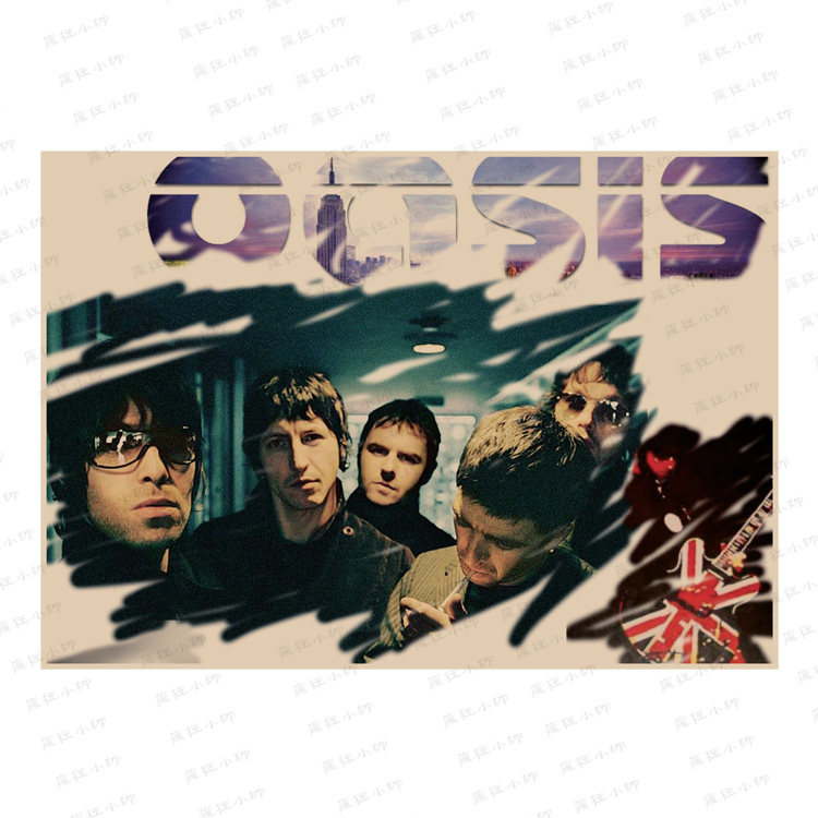 绿洲乐队oasis国外摇滚复古怀旧牛皮纸海报酒吧宿舍咖啡厅装饰画