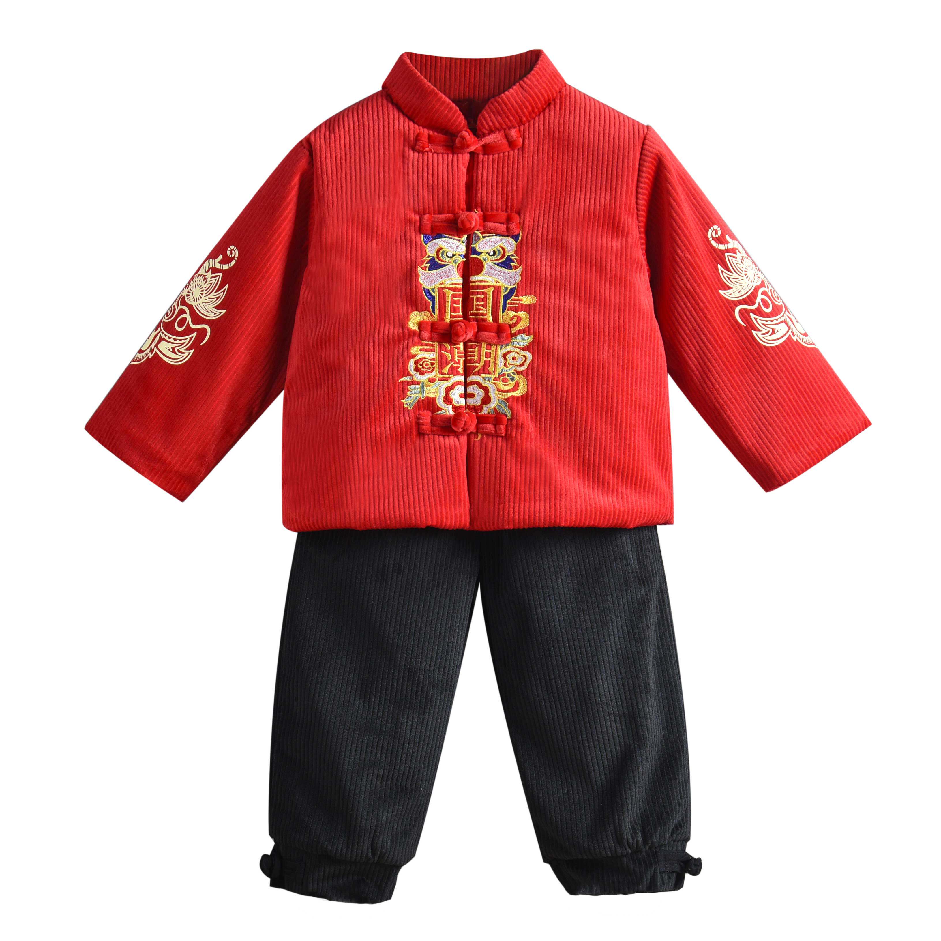 汉服男童秋冬加厚拜年唐装儿童中国国风过年唐装