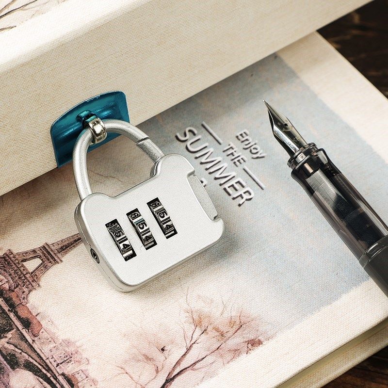 密码大号插画新款清新笔记本带锁活页笔记本