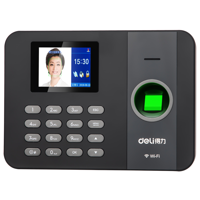 指纹打卡机得力14052c智能wifi指纹考勤考勤机签到员工考勤门禁