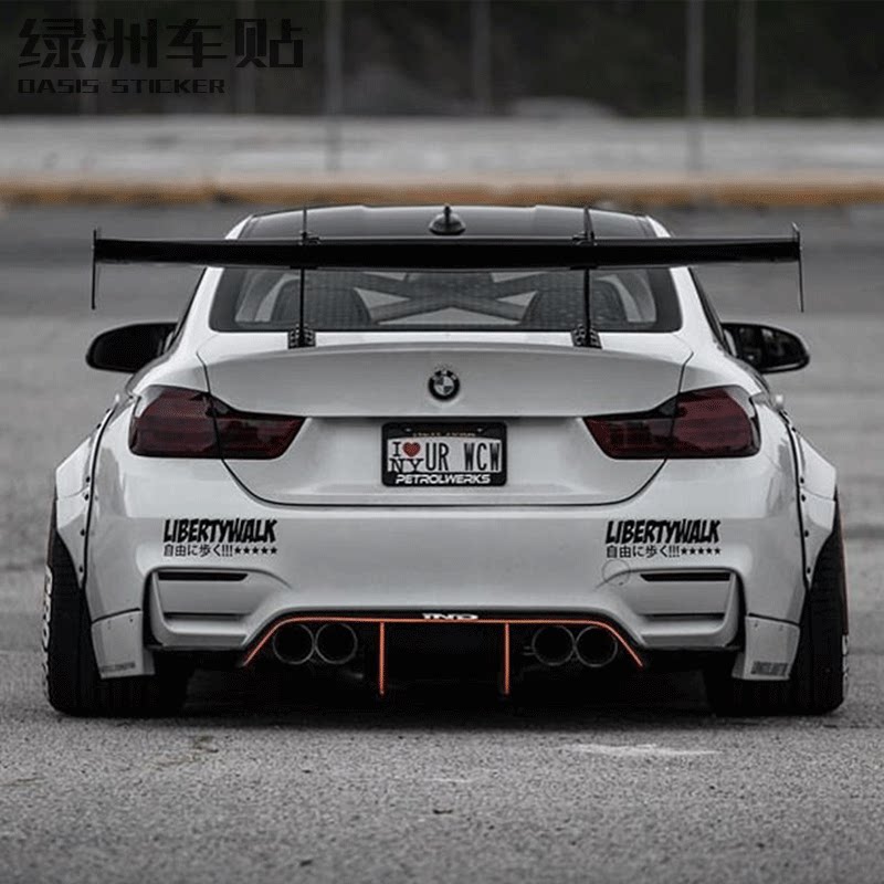 自由由之汽车贴纸lbworks叶子镭射宽体引擎汽车装饰贴