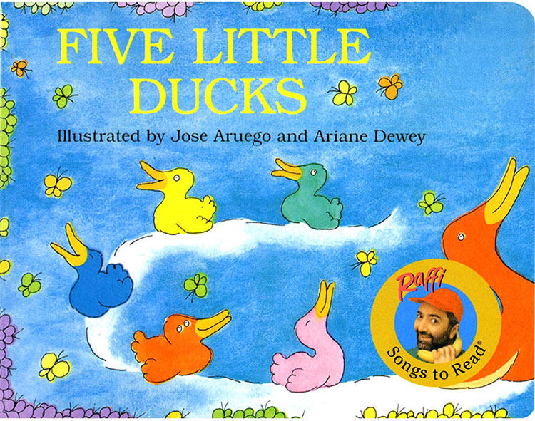 英文原版绘本 five little ducks 五只小鸭子经典童谣纸板书 廖彩杏