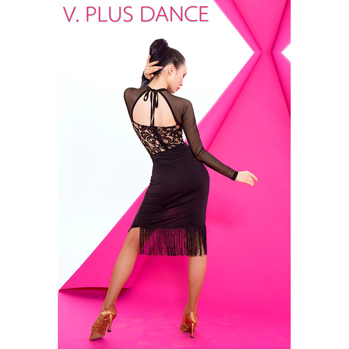 vplusdance高雪拉丁拉丁舞舞蹈练功服女流苏蕾丝拉丁舞下装