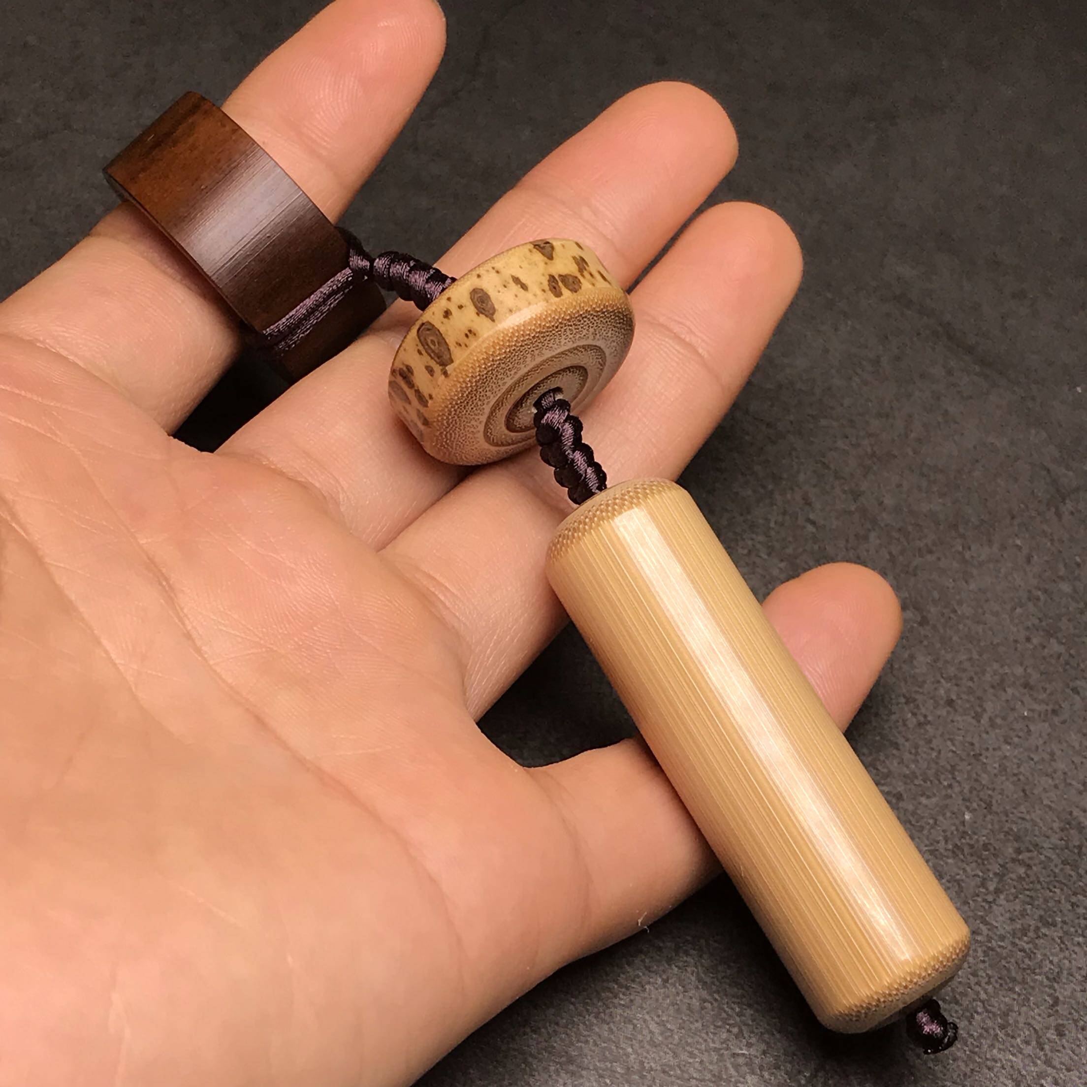 玉竹一生手把件配梅鹿面包圈老煤竹圈挂件钥匙其他diy饰品配件