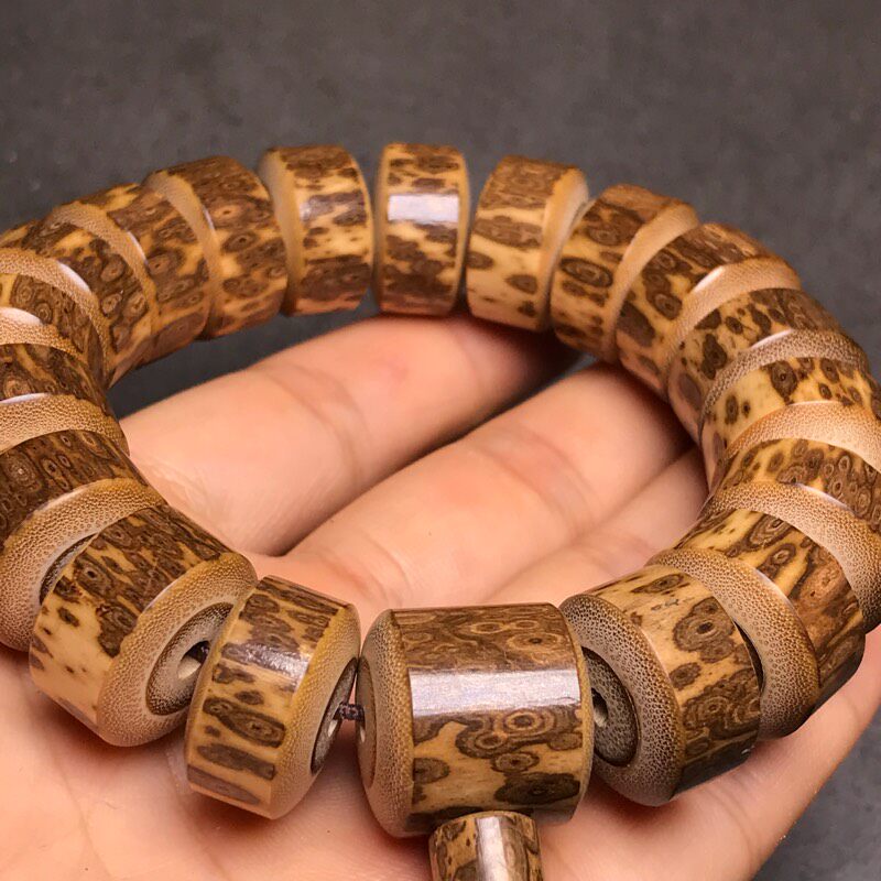 一生手工梅鹿竹手串斑竹手持面包文玩竹子手串佛珠