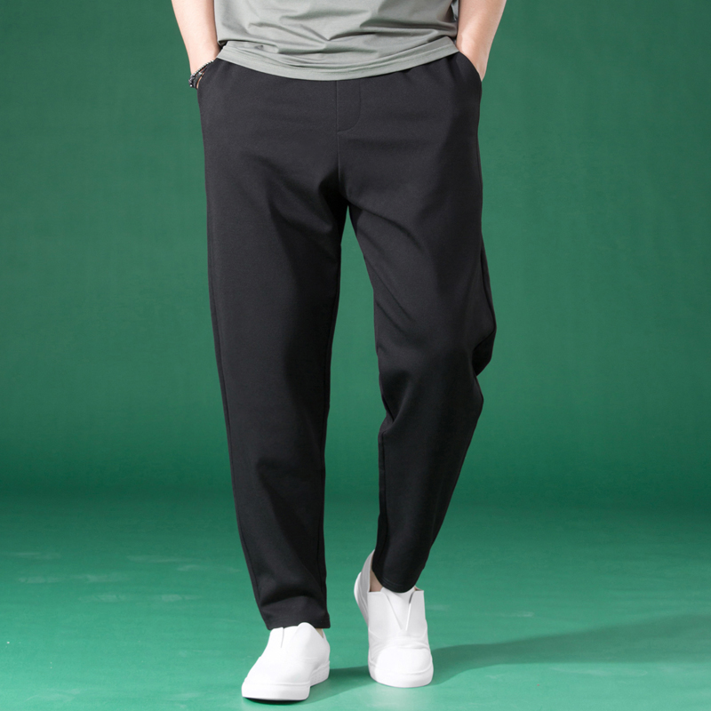 薄款裤子男中年春夏季西裤男宽松大码小脚裤休闲哈伦裤男垂感长裤