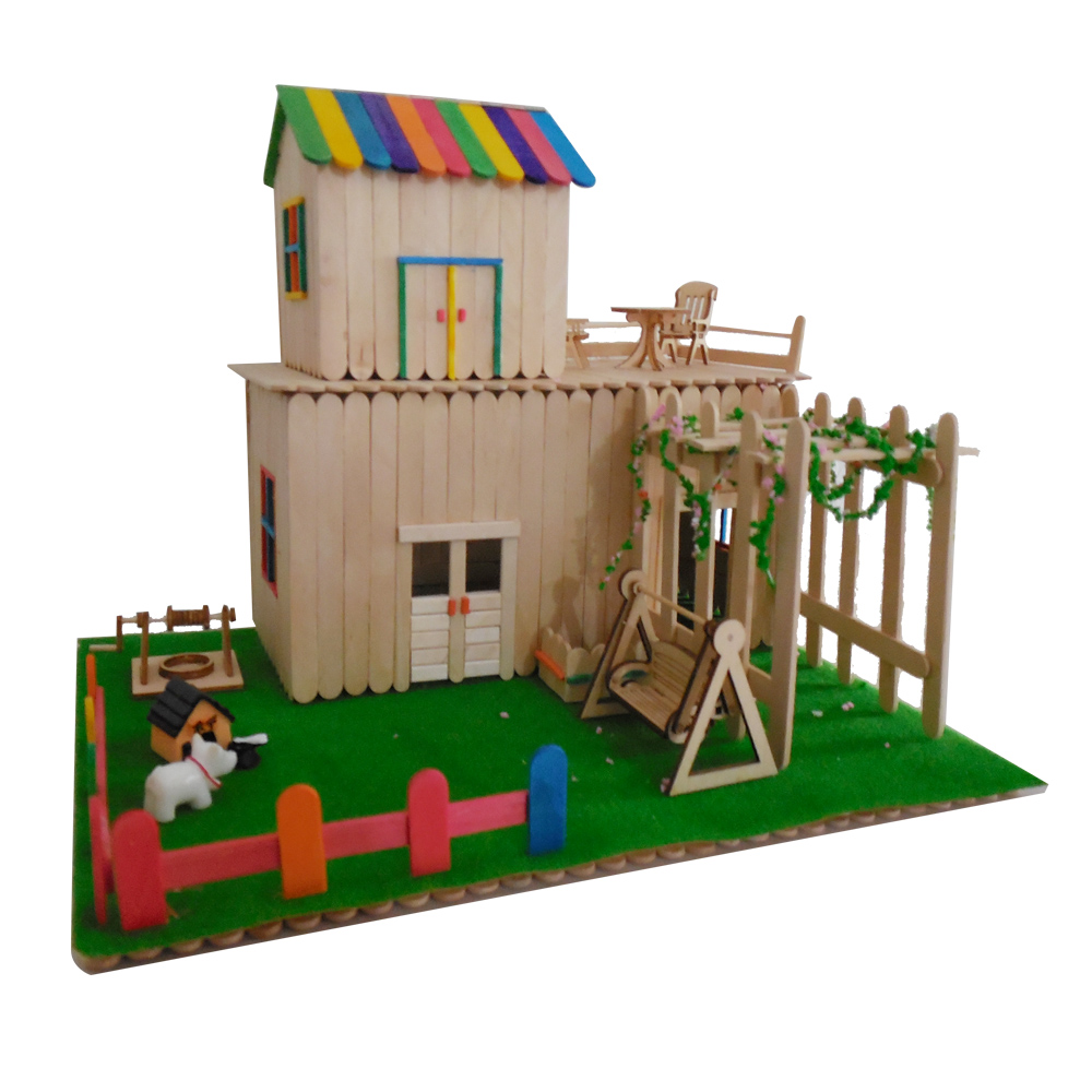 做模型的彩色雪糕棒diy手工制作材料包小房子幼儿园儿童作品成品