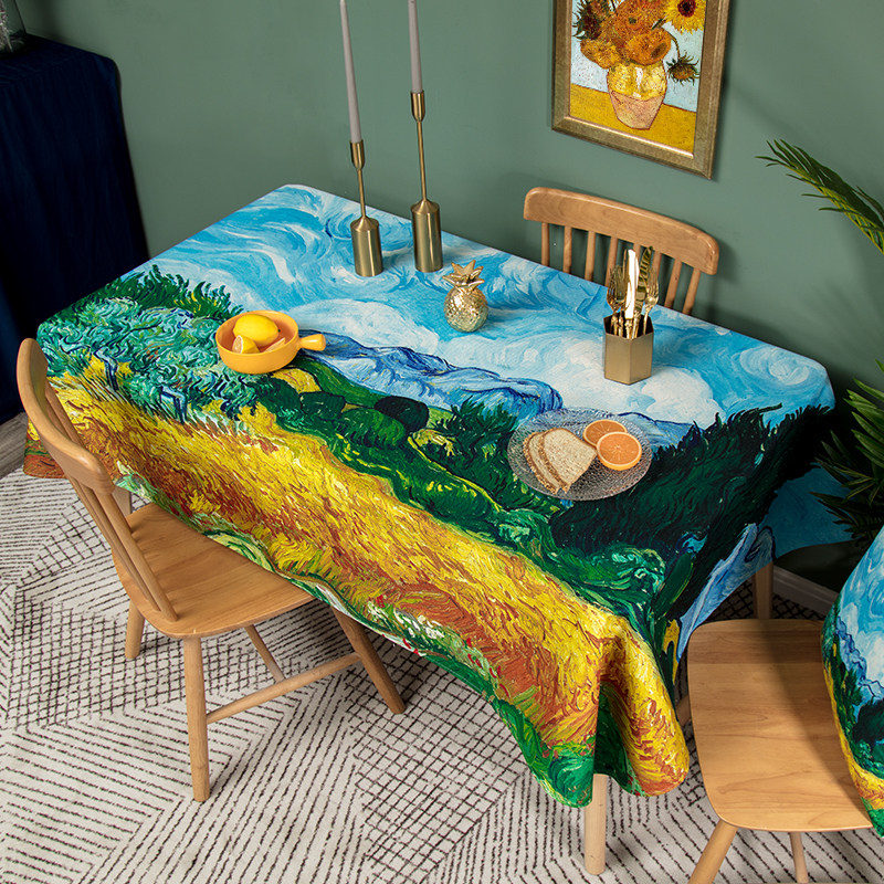 艺术油画餐厅气氛桌布布防溅水棉麻加厚餐布桌布