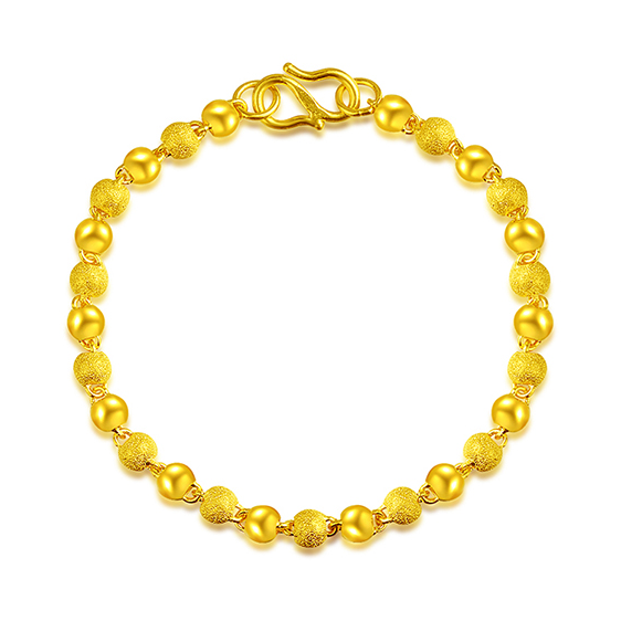 正品朋友饰品真金24k转运面光黄金金沙足金手饰