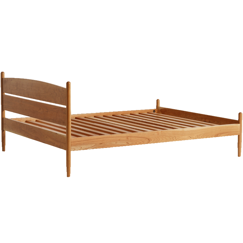 mumo木墨 夏克式圆腿床 圆腿樱桃木床 北欧实木双人床 主卧 - 木墨