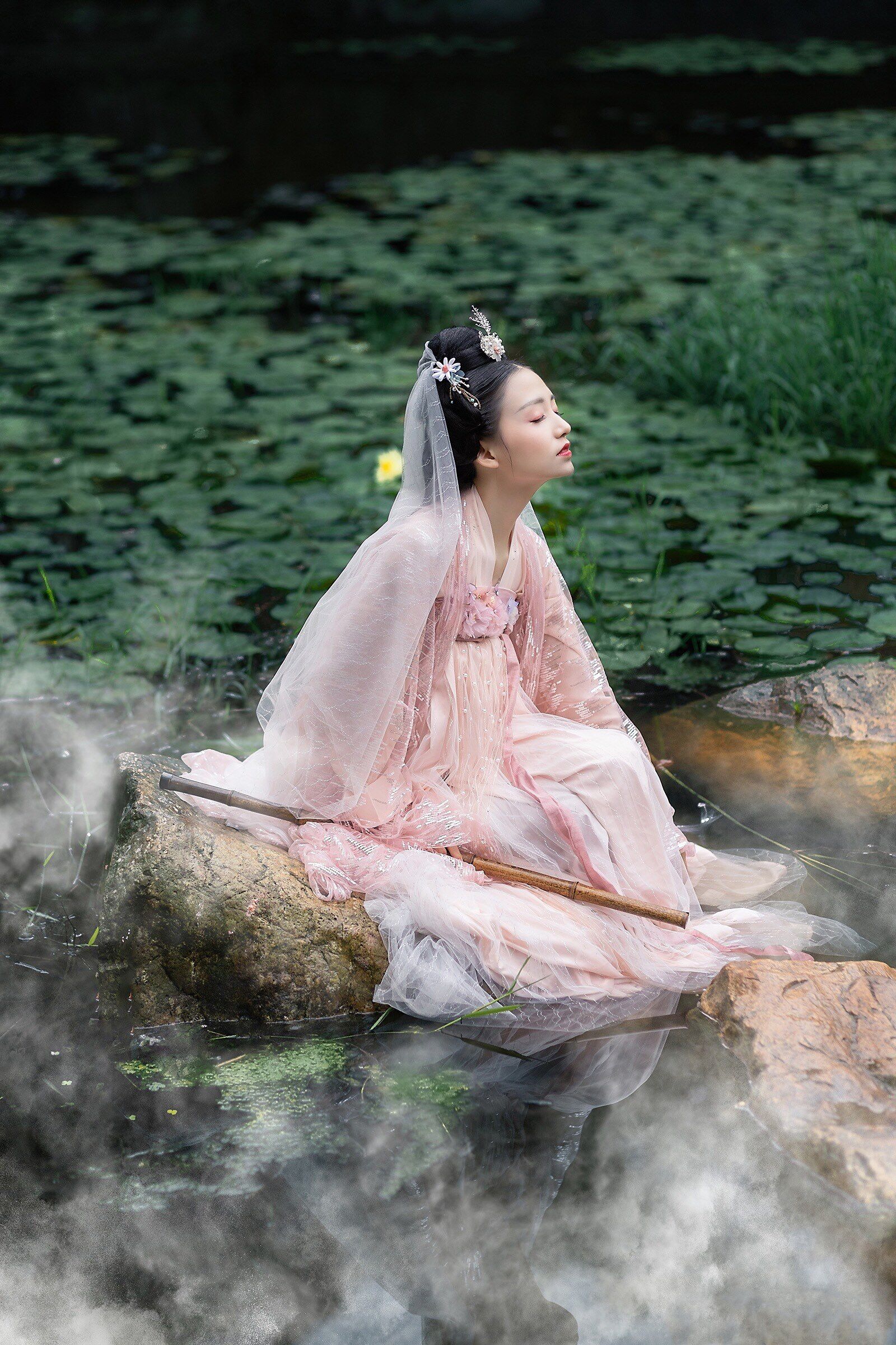 高定鲛人泪汉服女仙气飘逸古风花嫁传统汉服女民族服装