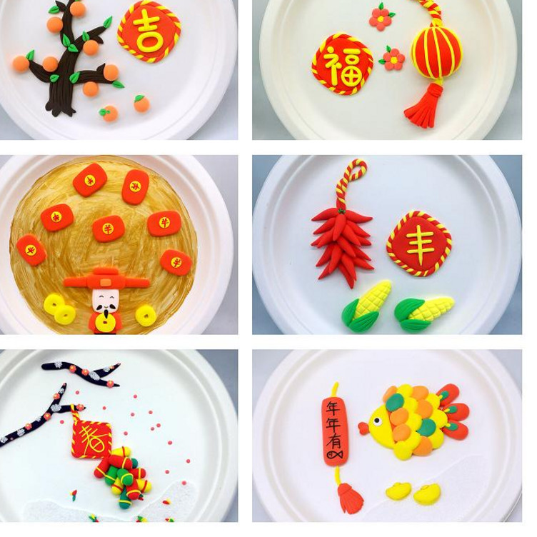彩泥8寸手工作品纸盘太空粘土材料超轻动物粘土