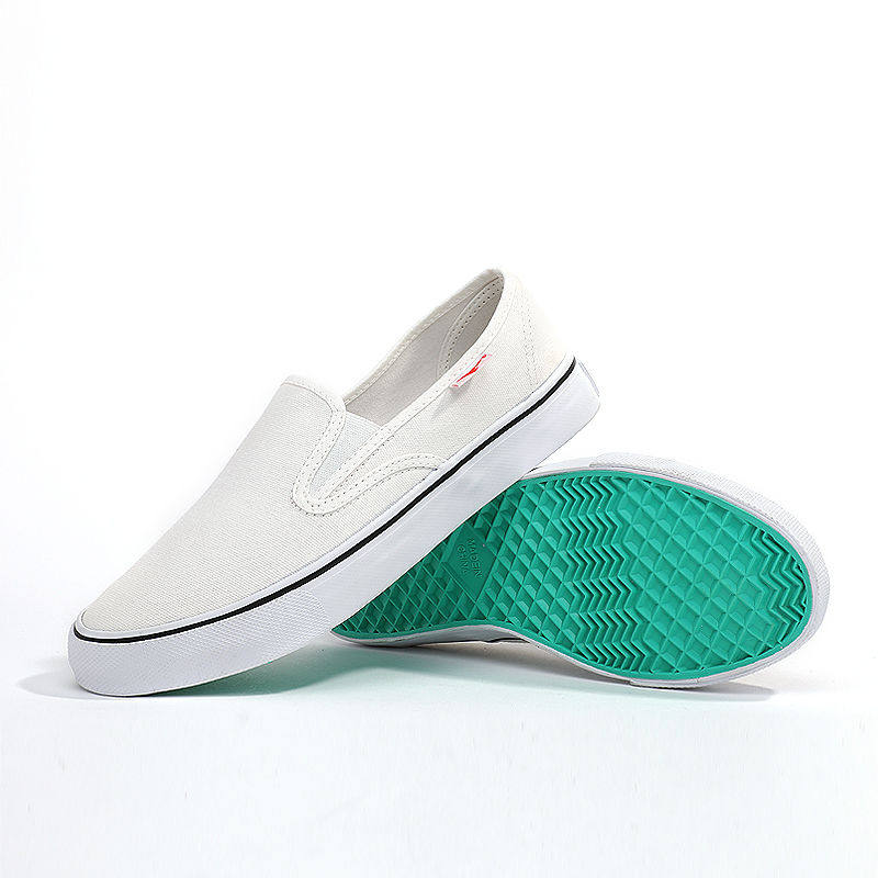 申花双冠帆布鞋一脚蹬懒人鞋休闲鞋小白鞋男女平底布鞋工作鞋单鞋