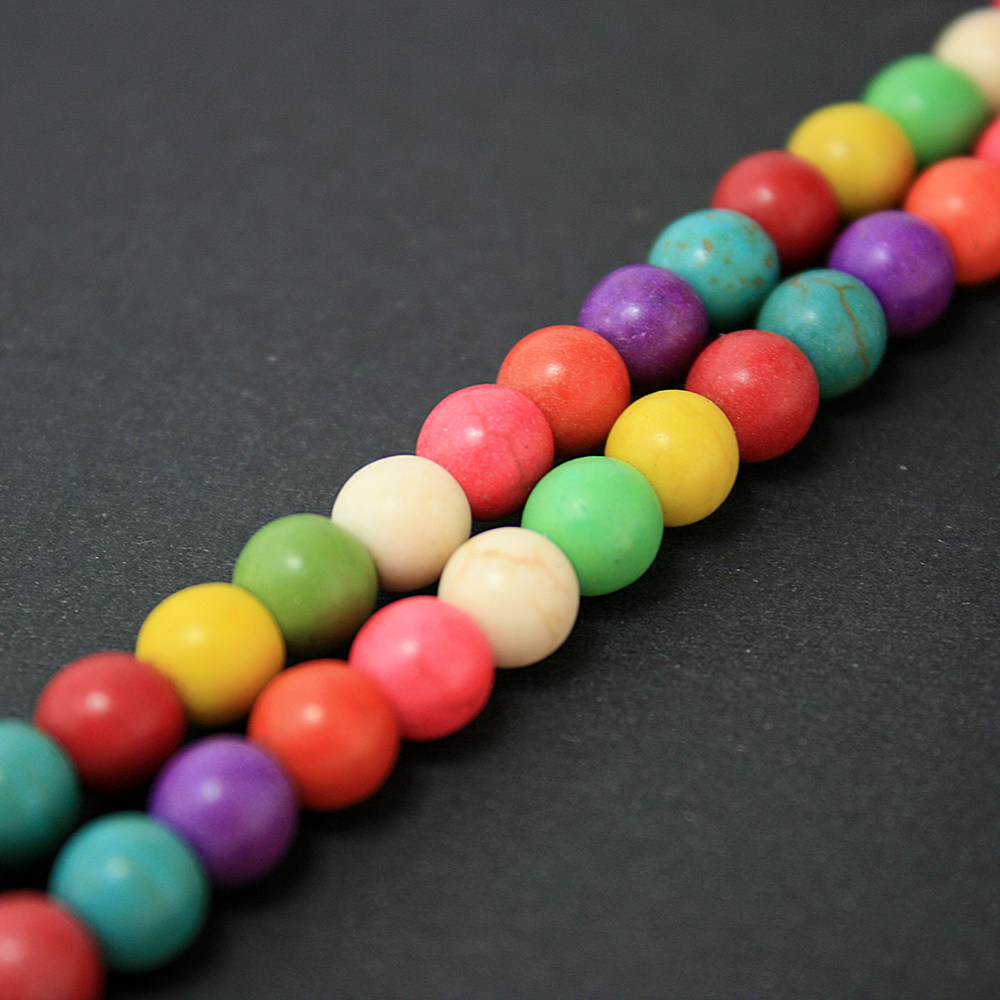 414mm七彩松石圆珠散珠材料手工diy制作耳环其他diy饰品配件