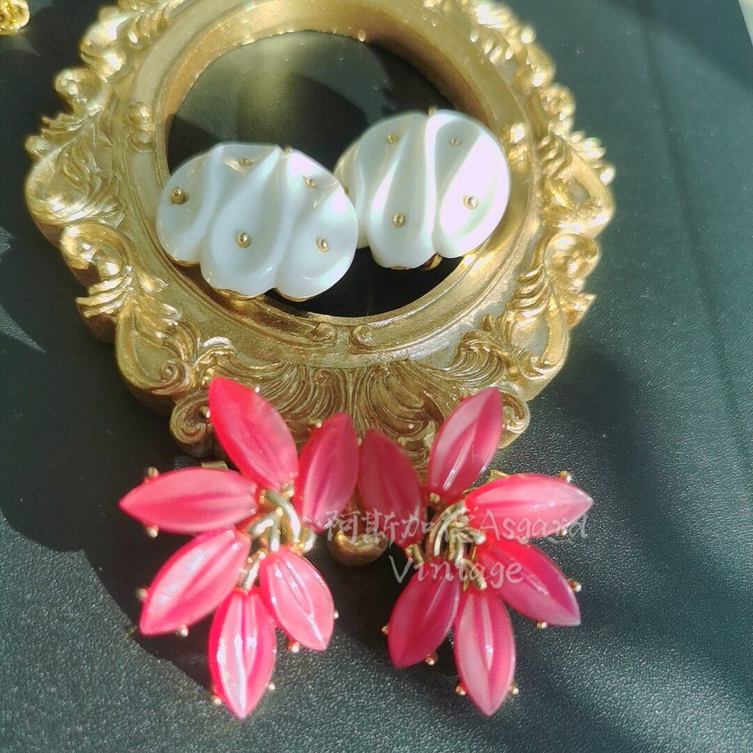 crowntrifari树脂耳夹vintage古董首饰耳夹