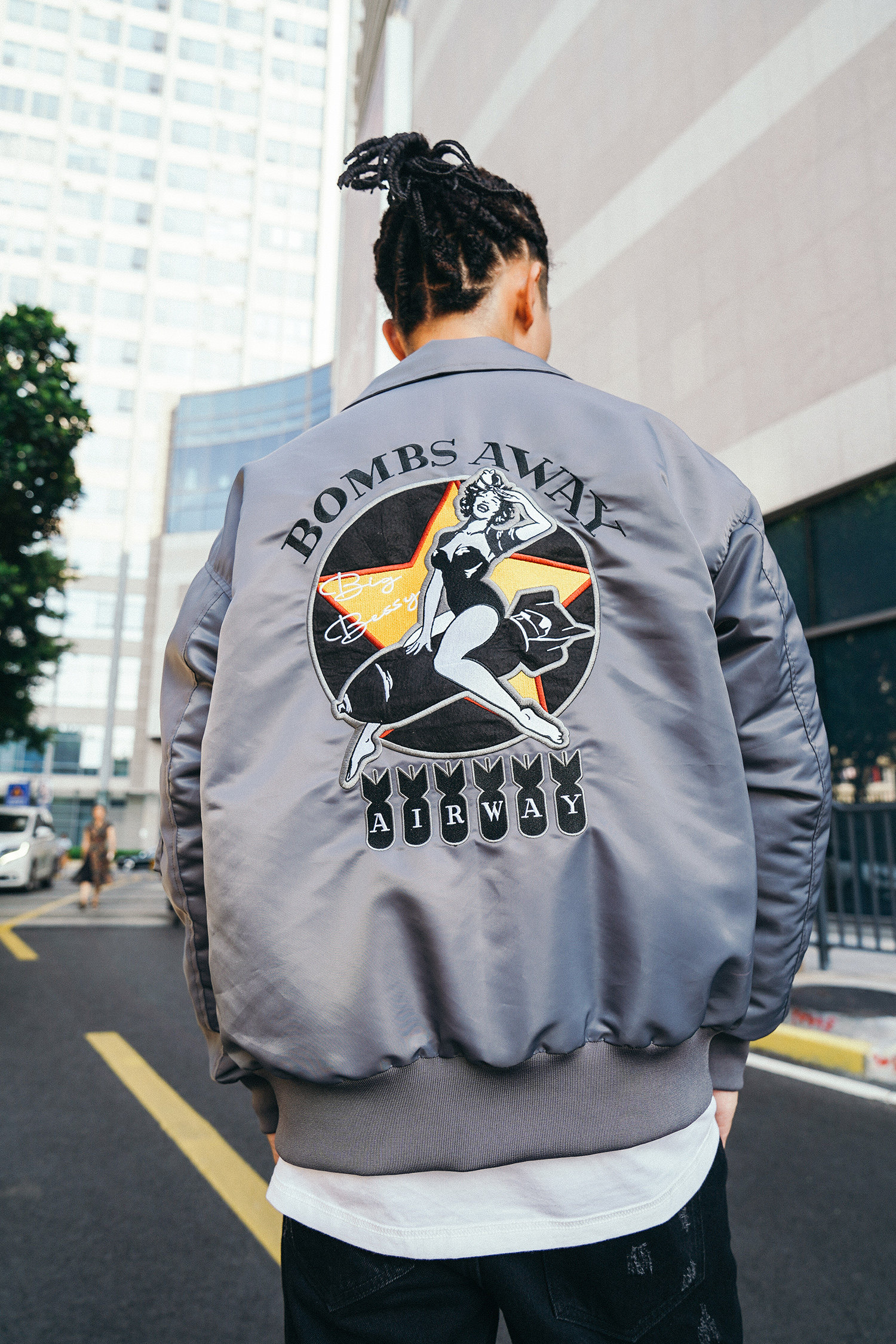 潮流airway国潮嘻哈宽松刺绣上衣潮牌情侣空军夹克