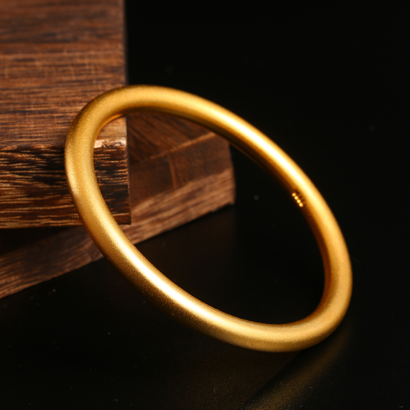传承手镯男女款实心黄金刻999古法金时尚简约闺蜜礼物情侣款镯子