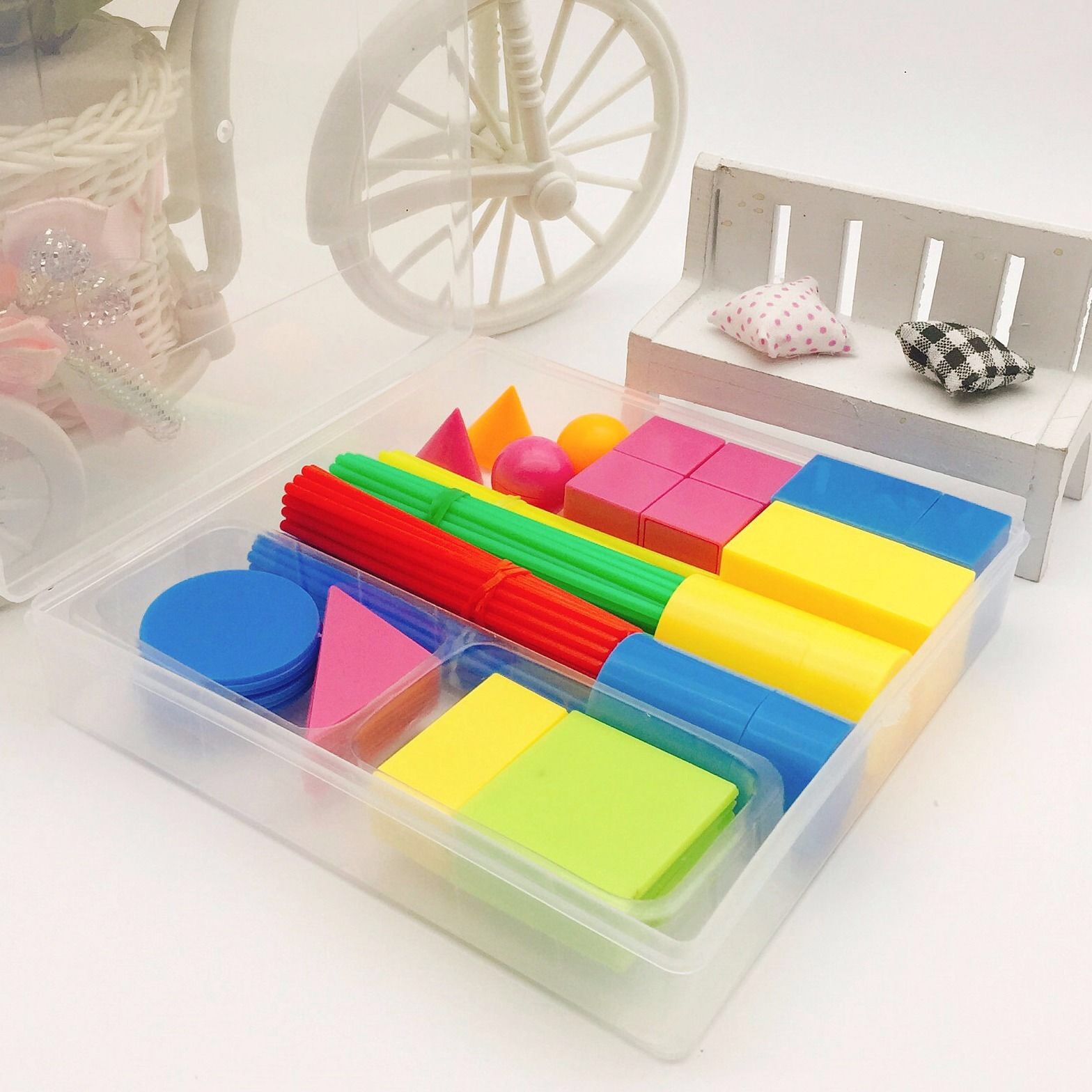 小学生数学三件件套教具几何体套装计数几何正方体数学学习板