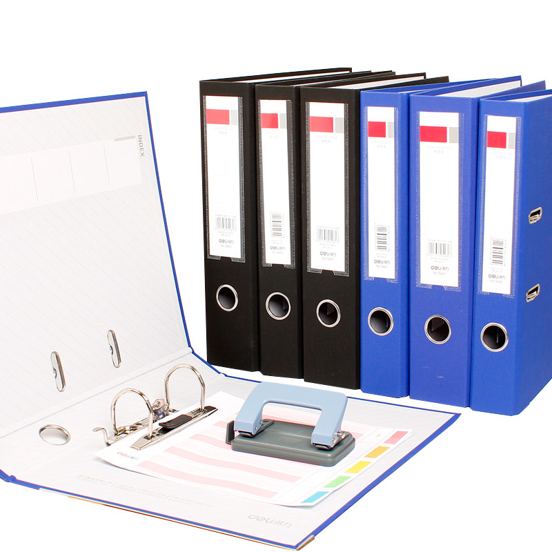 得力打孔文件夹二孔a4活页穿孔快劳档案合同加厚插页资料收纳两孔双孔