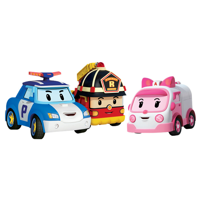 变形警车珀利poli警长儿童高速惯性回力玩具男孩救护惯性