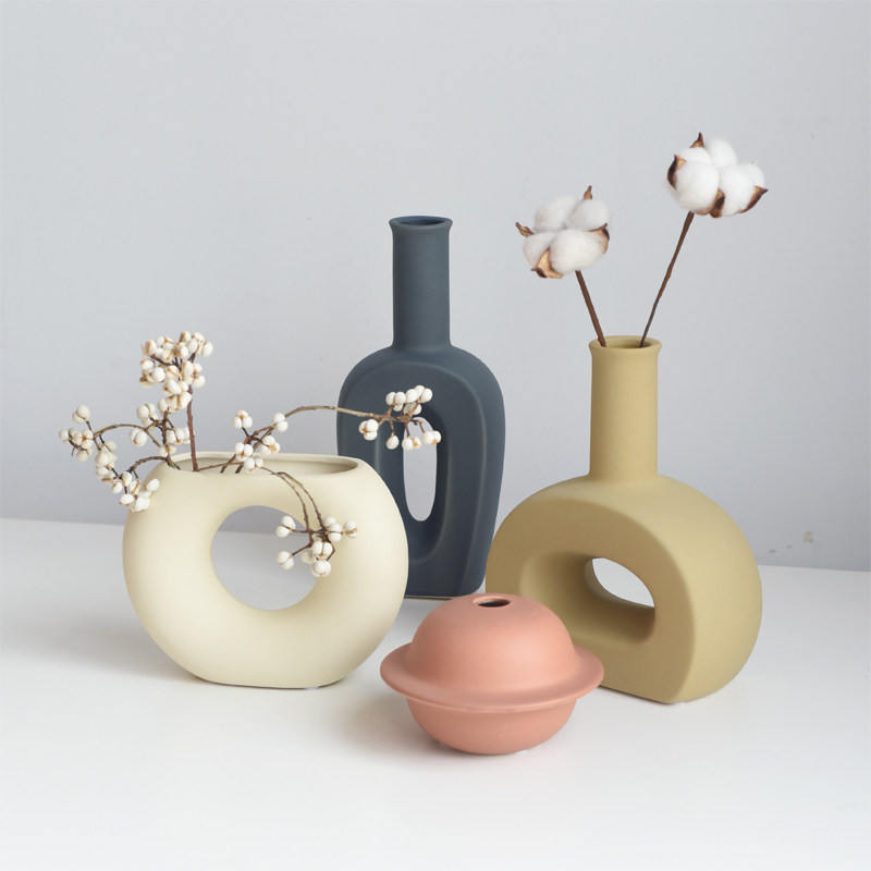 莫兰兰迪色系北欧欧风个性艺术陶瓷花瓶餐桌花瓶