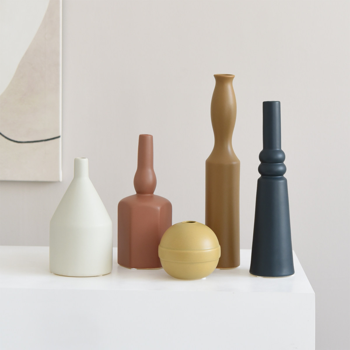 ins酒柜花瓶干花陶瓷兰迪莫兰房间北欧样板房花瓶