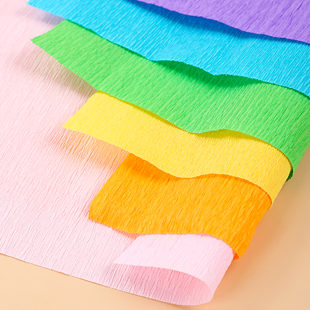 皱纹手工diy彩色加厚卷边褶皱纸花康乃馨手揉皱纹纸