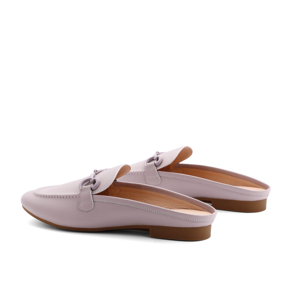 百丽平底穆勒鞋女2023新款法式女鞋休闲鞋真皮穆勒鞋