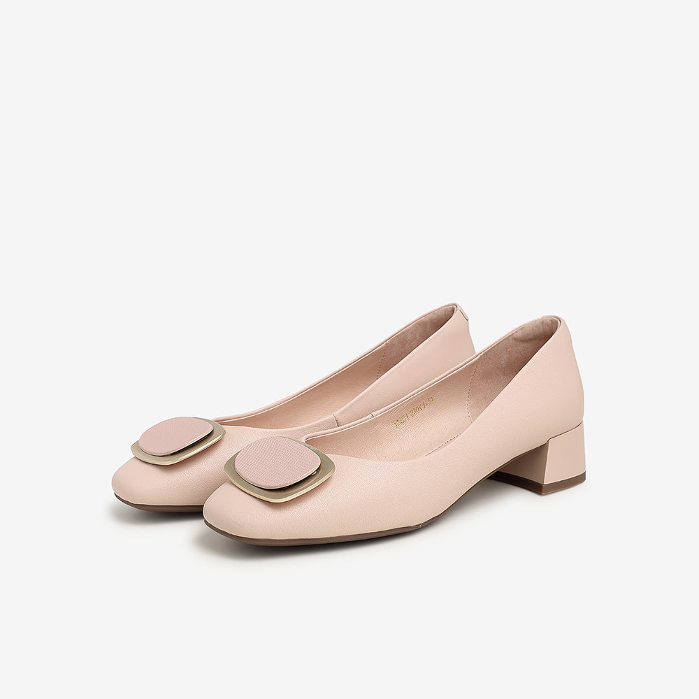 tata他她2021专柜同款时尚方扣饰浅口单鞋女鞋单鞋